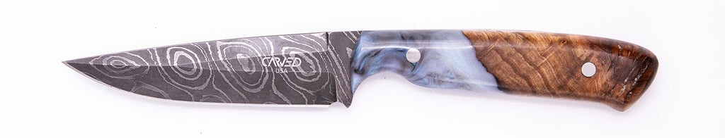Carved Damascus Field Knife #20577