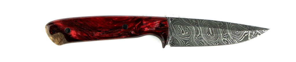 Carved Damascus Field Knife #20020