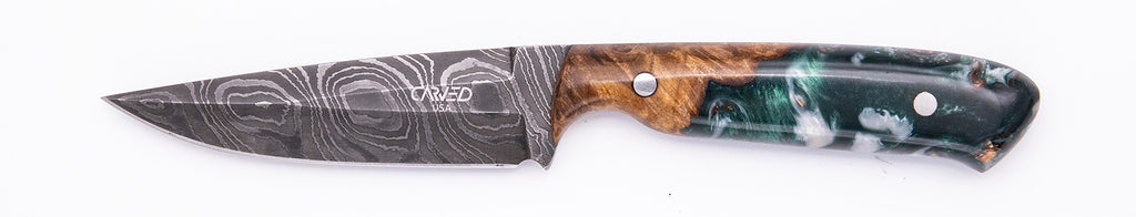 Carved Damascus Field Knife #20591