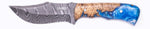 Carved Damascus Hunting Knife #10521