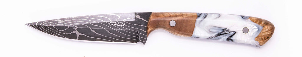 Carved Damascus Field Knife #20615