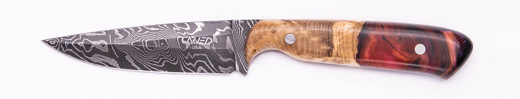Carved Damascus Field Knife #20534