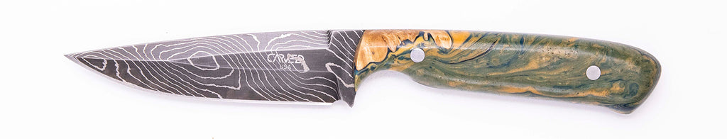 Carved Damascus Field Knife #20628