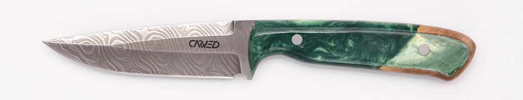 Carved Damascus Field Knife #20392