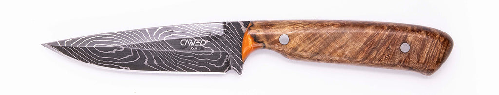 Carved Damascus Field Knife #20639
