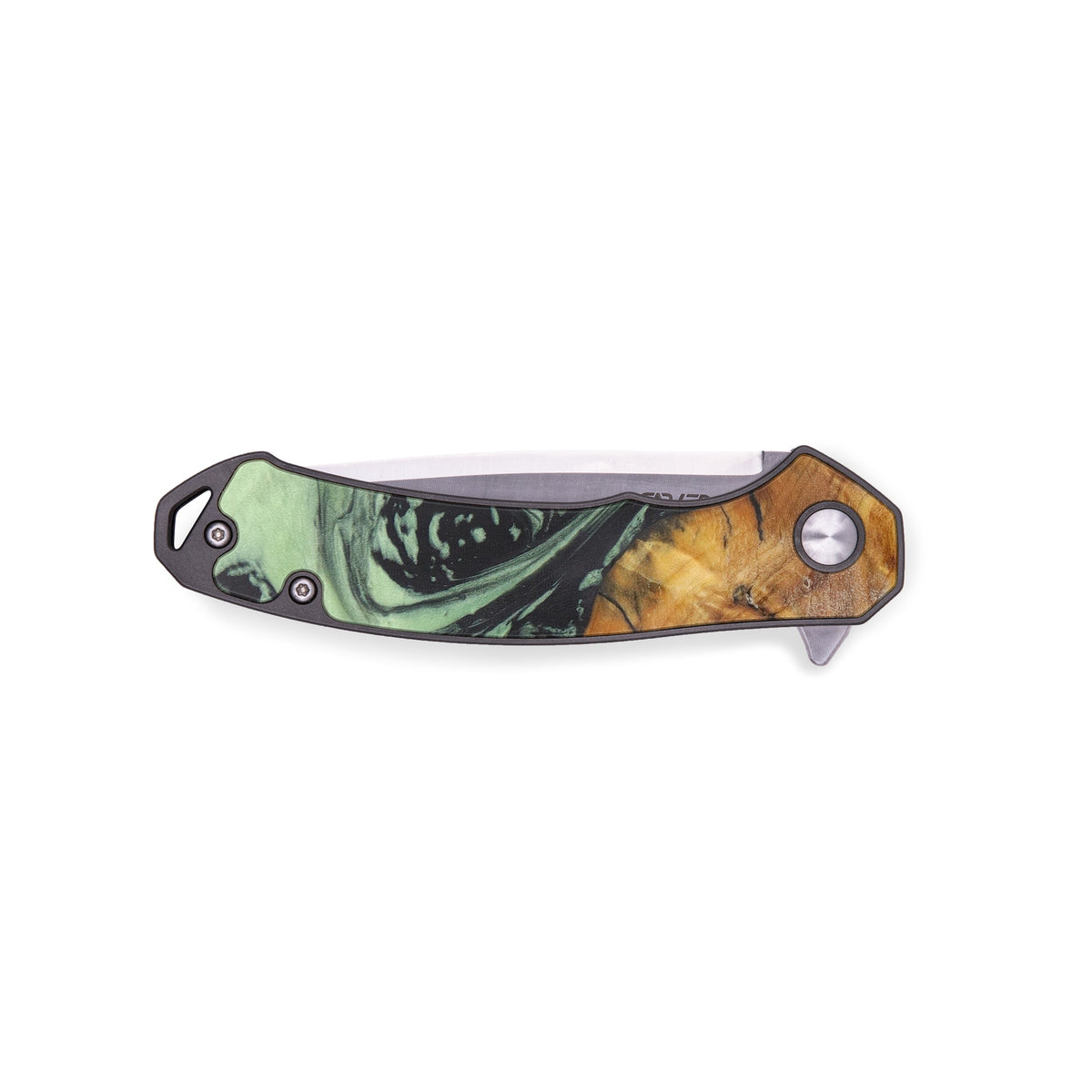 EDC Wood+Resin Pocket Knife - Costanza (Dark Green, 607418) – Carved Knives