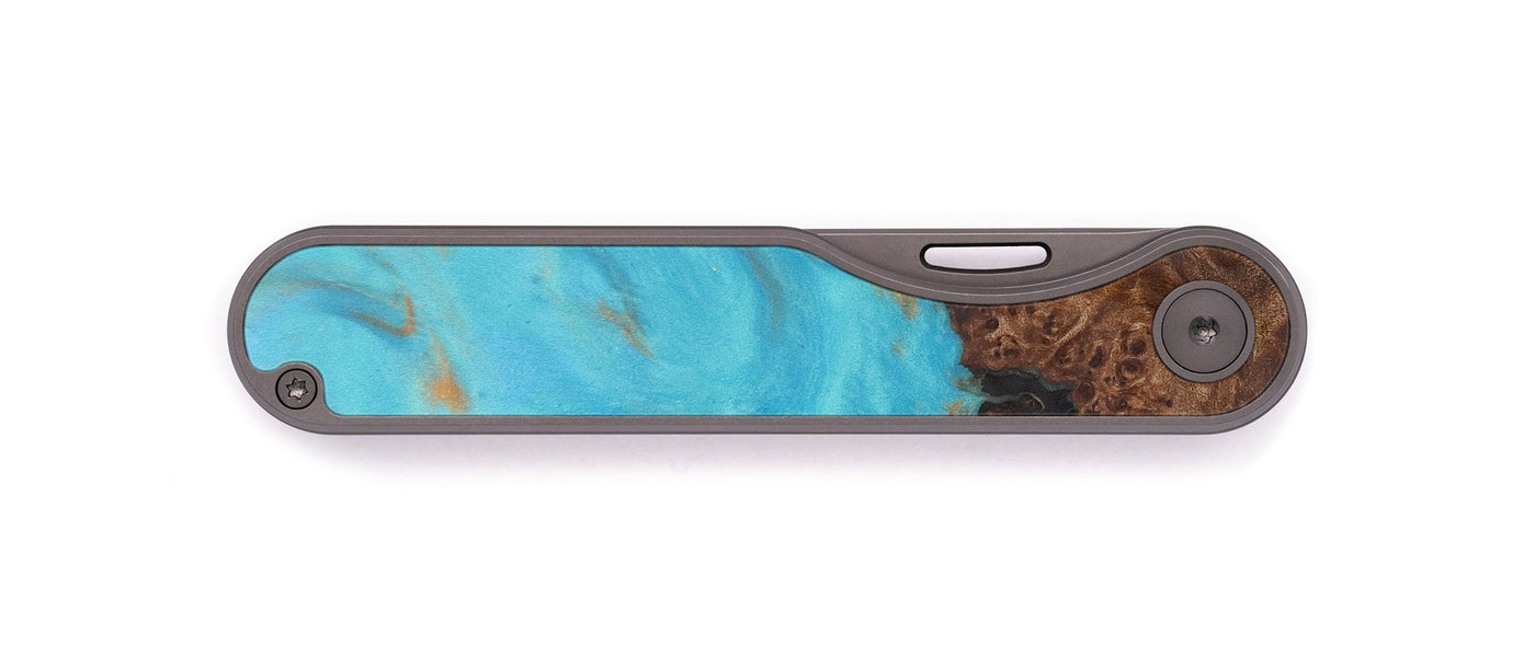 Minimalist Wood+Resin Pocket Knife - Roman (Teal & Gold, 600925)