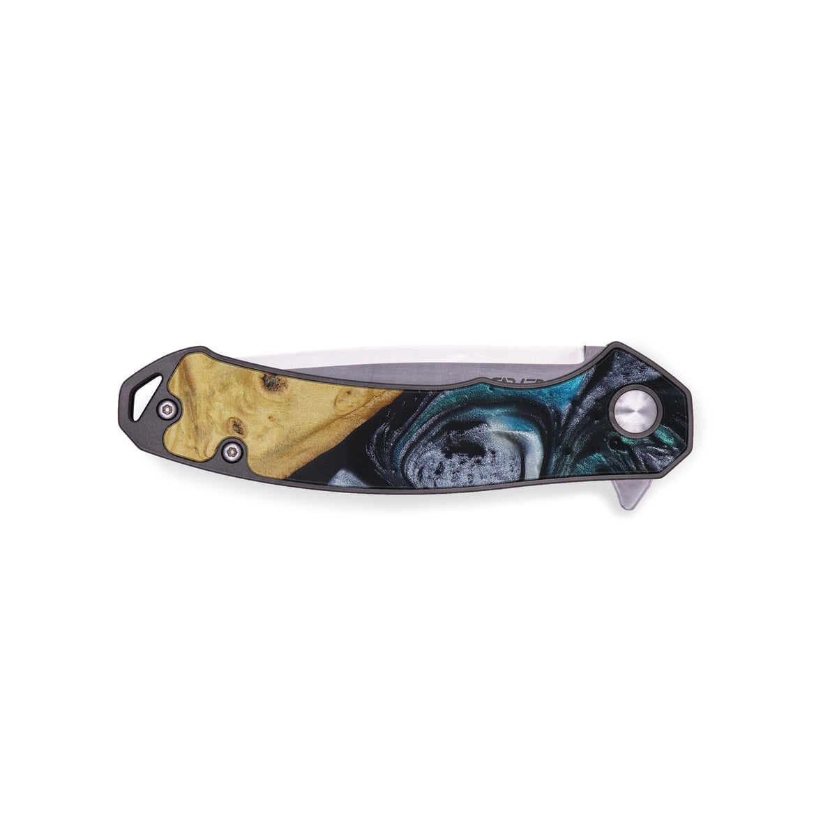 EDC Wood+Resin Pocket Knife - Kara (Light Blue, 428276) – Carved Knives