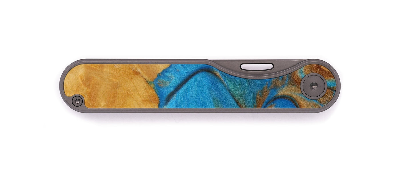 Minimalist Wood+Resin Pocket Knife - Beatrice (Teal & Gold, 614820)