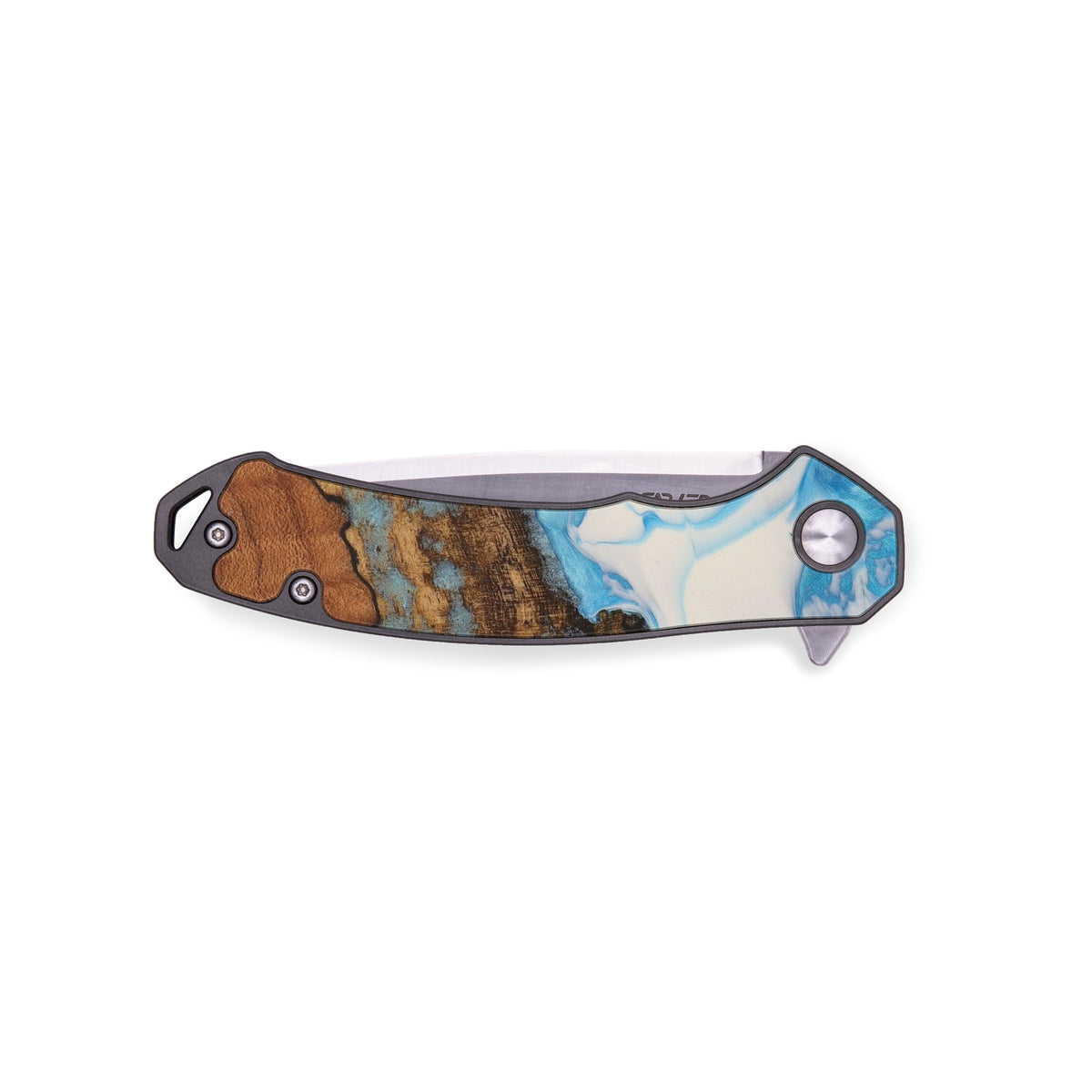 EDC Wood+Resin Pocket Knife Caroline (Light Blue, 528687) Carved Knives