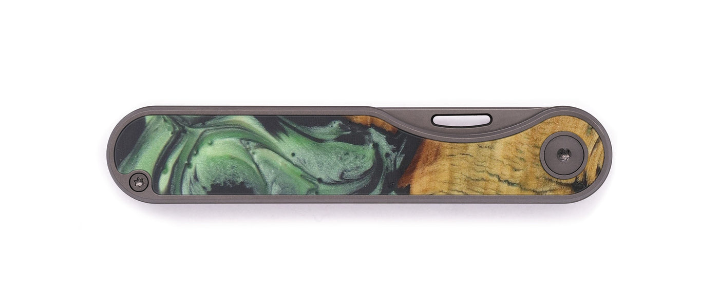 Minimalist Wood+Resin Pocket Knife - Air (Dark Green, 601121)