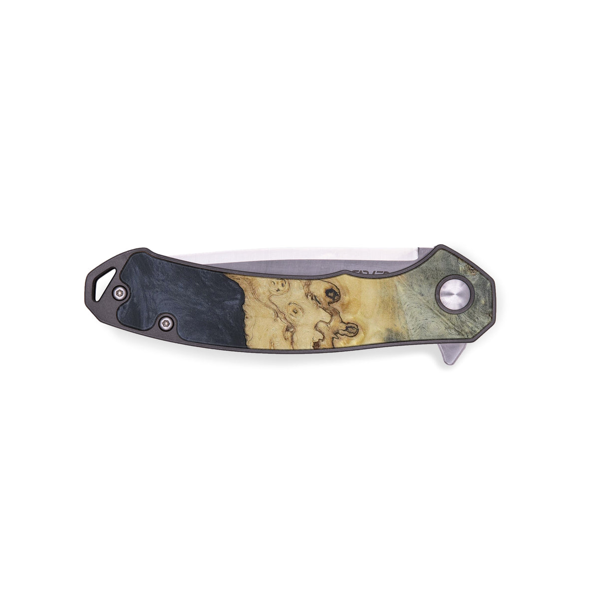 EDC Wood+Resin Pocket Knife Toss (Pure Black, 421202) Carved Knives