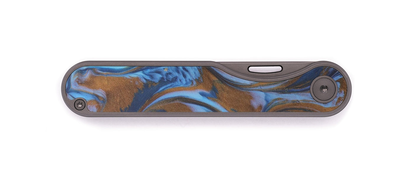Minimalist ResinArt Pocket Knife - Kellyann (Teal & Gold, 599482)