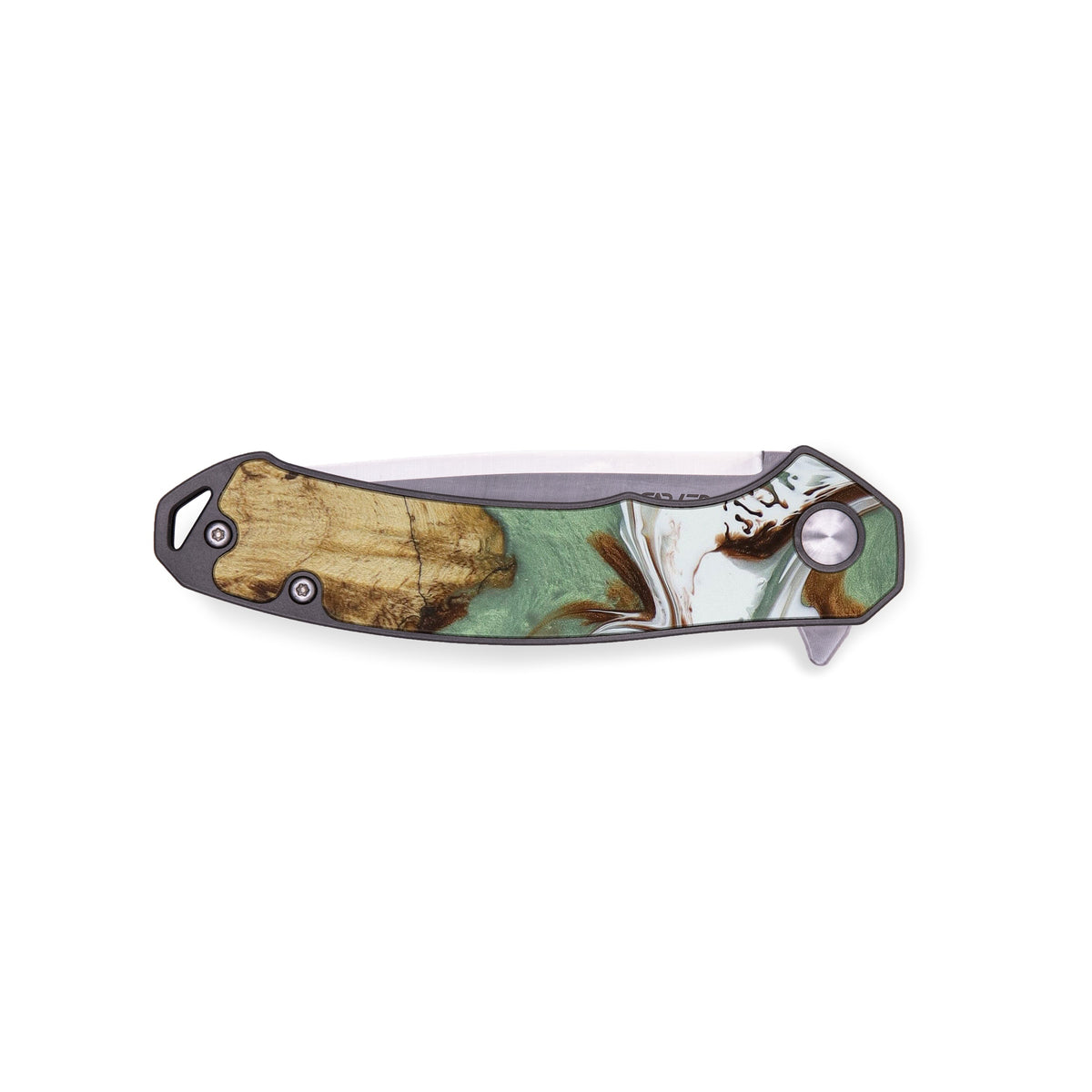 EDC Wood+Resin Pocket Knife Kishore (Dark Green, 425946) Carved Knives